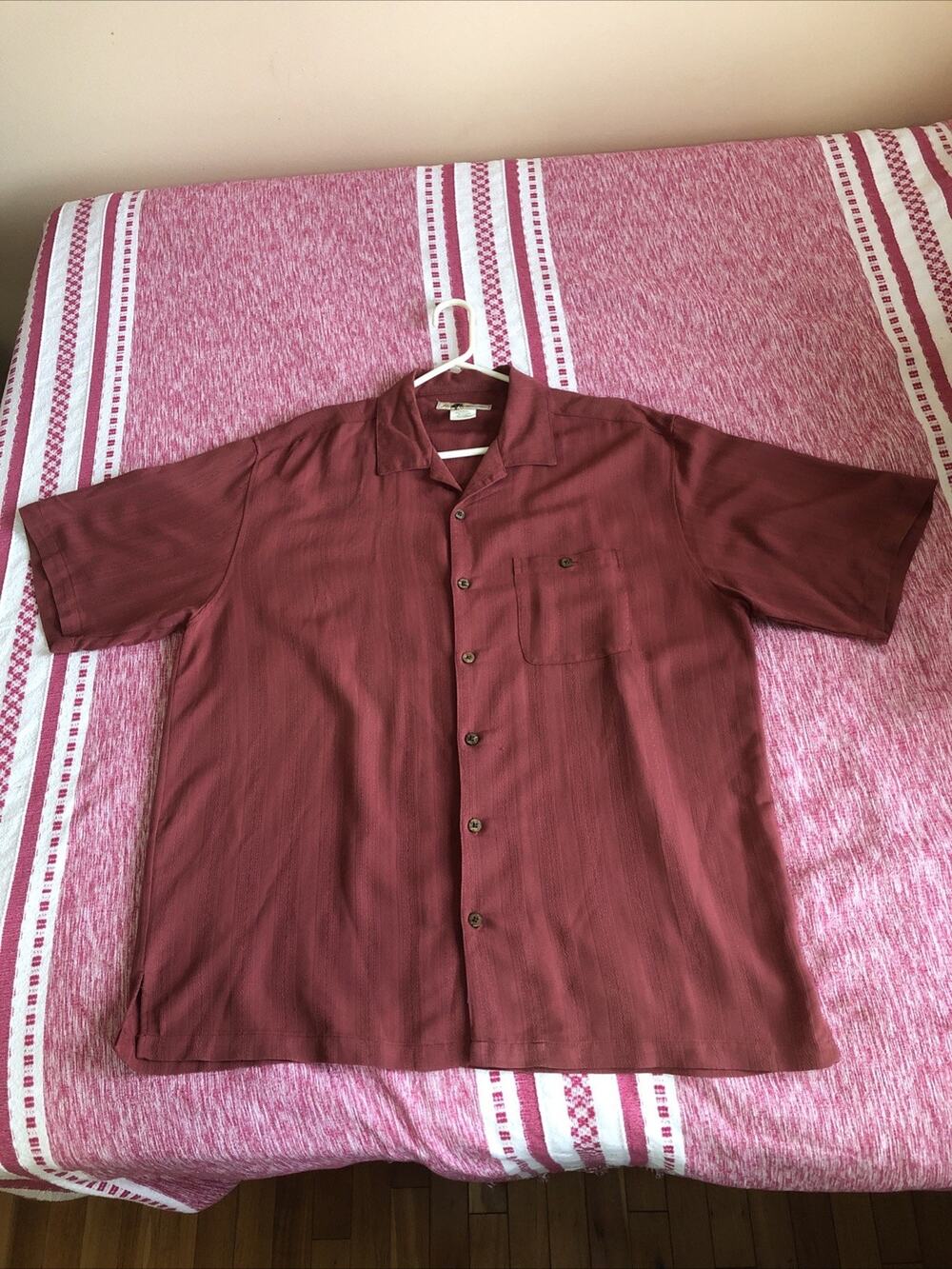 Joe Marlin Mens Casual Rust Red Short Sleeve Button Down XXL Rayon Blend